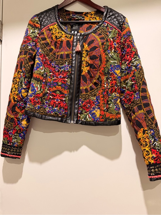Dept Jackets & Blazers - Printed Quilted Bomber Jacket with Leather Trim